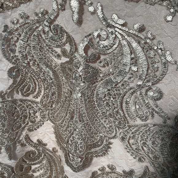 TOBI Naomi Plunge Neck Champagne/Gold Sequin Shift Mini Party Guest Dress SZ S - Picture 8 of 16